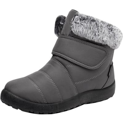 Bottes chaudes en coton épais en peluche, chaussures en coton imperméables à semelles souples, bottes de neige 35 gris