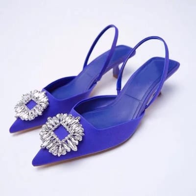 Dames Sandalen Pumps Vrouwelijke Mode Luxe Kristal Pailletten Slingback Sandalen Dunne Lage Hak Dames Elegante Pumps Schoenen 38