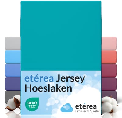 etérea Jersey Hoeslaken 90x200 - 100x200 cm Oekotex Made in Green - 100% katoen - Oceaan