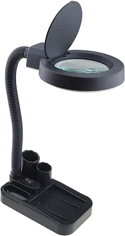 Vergrootglas Bureaulamp - Loep met Licht - Lezen en Repareren - 40 LED Verlichting - Lensdiameter 85 mm - Zwart