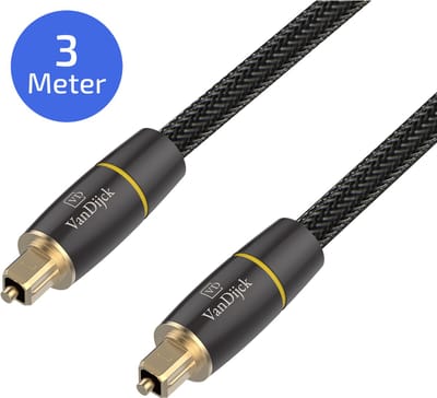 VanDijck Toslink Optische Kabel - Optische audiokabel - 3 meter - Metallic