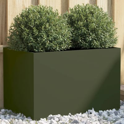 vidaXL - Plantenbak - 62x40x39 - cm - staal - olijfgroen