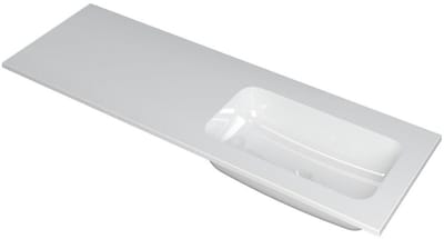INK Faktor Wastafel Polystone Rechts Zonder Kraangat - 1400x450x15 mm - Glans Wit