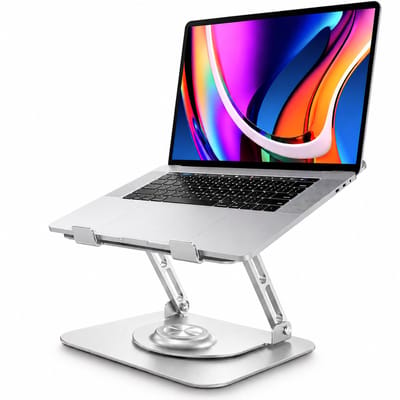 Sounix Laptop Standaard - Ergonomische Verstelbare Laptop Verhoger - 360° Draaibaar - Aluminium Laptophouder - Universeel voor 10 t/m 16 Inch - Zilver