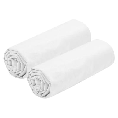 Stof Textiles Hoeslaken Eden - 2x - 1-persoons - 90 x 190 cm - wit - hotelkwaliteit - ademend katoen - 30 cm matrasdikte