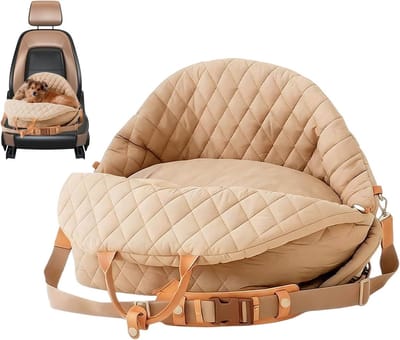 Honden autostoel - Reismand huisdier - Veilig reizen - Geurwerend en wasbaar - 40 x 30 x 6 cm - Crèmekleurig