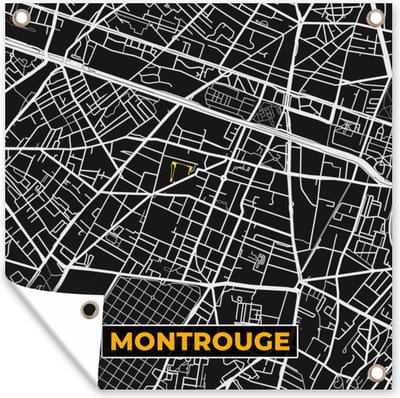 Tuin poster Montrouge - Plattegrond - Frankrijk - Kaart - Stadskaart - 200x200 cm - Tuindoek