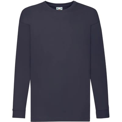Fruit of the Loom Kids Value Weight Longsleeve 5 stuks T-shirt Donker Blauw (Maat 104)
