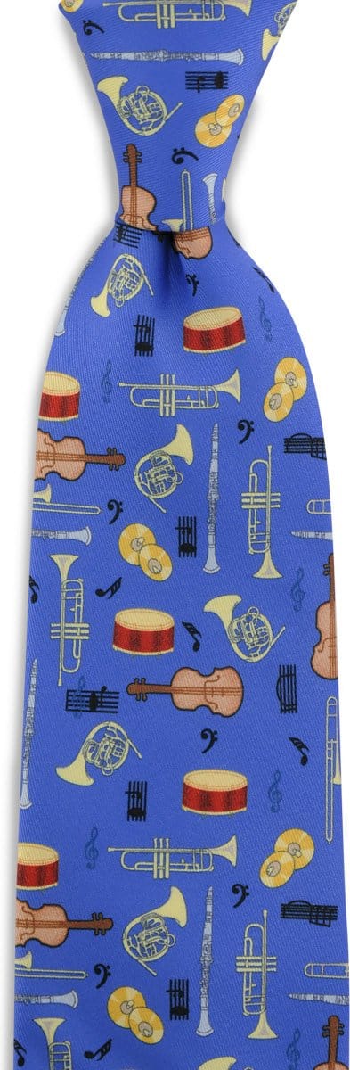 We Love Ties - Stropdassen - Stropdas Muziekinstrumenten - korenblauw / geel / zwart / rood