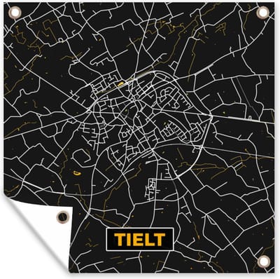 Tuin poster Kaart - Tielt - Goud - Plattegrond - Stadskaart - 200x200 cm - Tuindoek