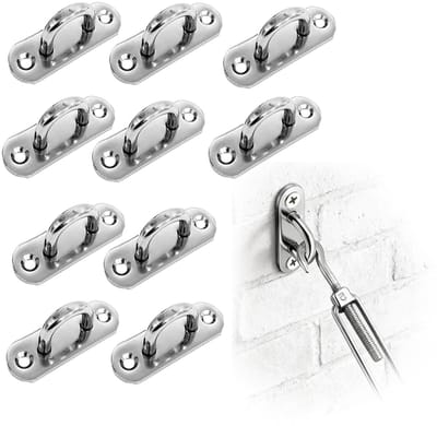 Dailygoods- Oogplaat 10 Stuks - Roestvrij Staal - Zware Belasting - Bevestigingshaken - Corrosiebestendig - Voor Binnen/Buiten Gebruik - Bevestigingshaak