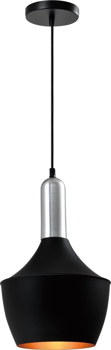 QUVIO Hanglamp modern - Lampen - Plafondlamp - Verlichting - Verlichting plafondlampen - Keukenverlichting - E27 Fitting - Met 1 lichtpunt - Voor binnen - Metaal - Aluminium - D 25 cm - Zwart en zilver