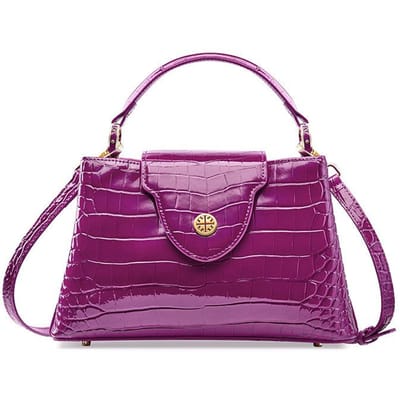 Luxe Leren Dames Tas Europa en Amerika Casual Mode Effen Kleur Schoudertas Rits Avond Hand paars