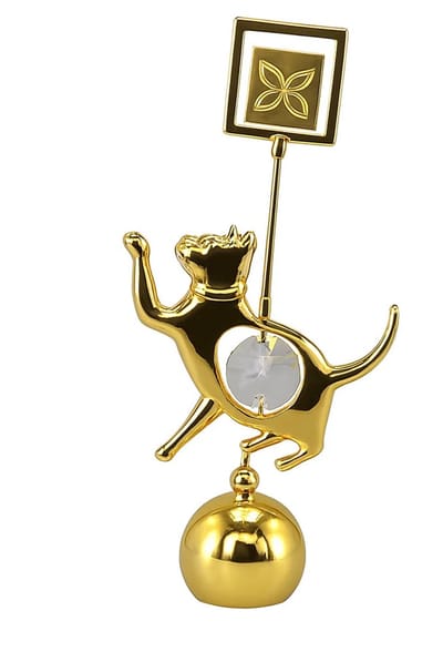 Cat fotohouder gold plated with BOHEMIA helder crystals