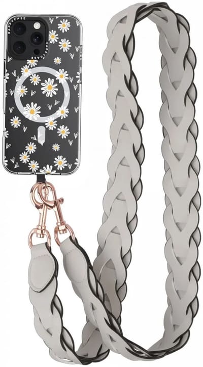 HappyCase Zanzibar Universeel Leren Riem Telefoonkoord / Polsbandje | Verstelbare Smartphone Ketting 120CM | Beige
