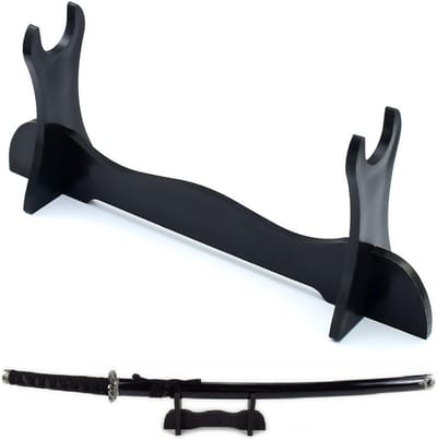 Zwaardhouder voor Katana - Decoratieve Stand voor Zwaarden - Zwart gelakt - Geschikt voor Samurai-zwaard - Met Laserzwaard design - Display Stand voor Katana Mes - Wakizashi Tanto standaard