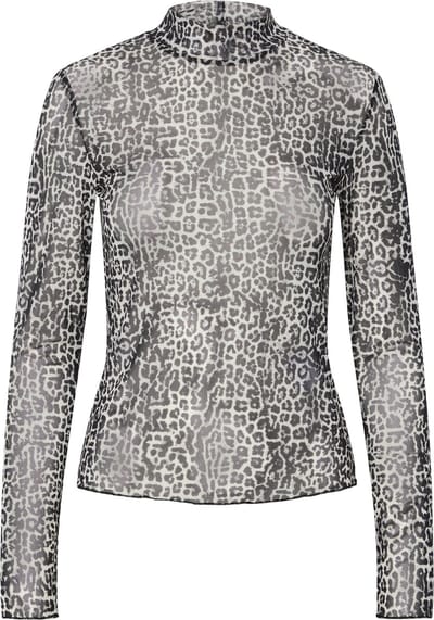 Pieces T-shirt Pcjeshi Ls High Neck Top Jrs Bc 17159223 Rabbit/leopard Dames Maat - S