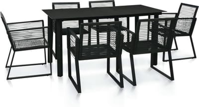 vidaXL - 7-delige - Tuinset - PVC-rattan - zwart