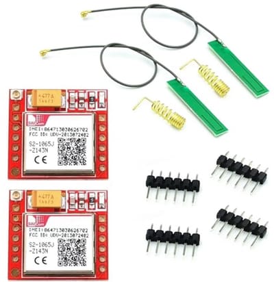 GPRS GSM-module 2x - Breakout Module met TTL seriële interface voor Quad-Band 850/900/1800/1900MHz - SIM-kaartsleuf en antenne
