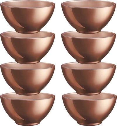 Luminarc Kommetjes/soepkommen/schaaltjes voor dessert/ontbijt - 8x - Glas - D13 x 6 cm - koper