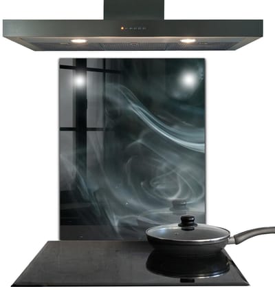Tulup Achterwand Keuken - Rookbeweging Energie Moderne Keuken Achterwand - 60 x 80 cm - Zwart Glazen Achterwand Keuken - Texturen en Patronen Spatplaat Keuken Glas - Kookplaatachterwanden - Kookplaat achterwand