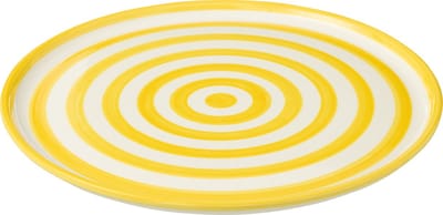 J-Line bord Granada Stripes - keramiek - wit/geel