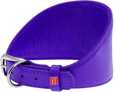 WAUDOG Glamour Halsband Windhond - Italiaans leder - Paars - XS - Nekomtrek: 26 - 32 cm (GELIEVE ALVORENS BESTELLEN OPMETEN)