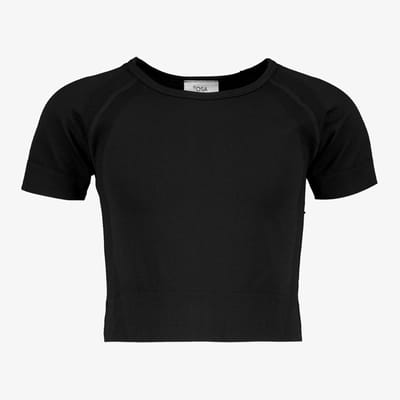 Osaga cropped meisjes sport T-shirt seamless zwart - Maat 122/128