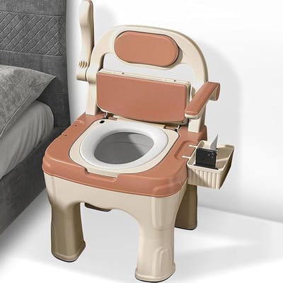 Commode Toiletstoel - Nachtkastje Potje - Thuiszorg Ondersteuning - 3-in-1 Opvouwbaar Ontwerp - 1000 lbs Draagvermogen - Wit
