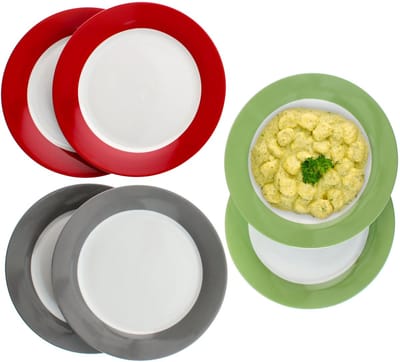 MamboCat Set van 6 Variant dinerborden TRIO - 2x elk rood, grijs & groen