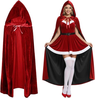 Unisex Velours Cape met Kap voor Volwassenen - Lange Halloween Kostuum voor Feest en Carnaval