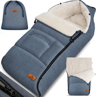 KIDIZ® Voetenzak voor Autostoeltje en Buggy met Ritssluiting - Baby Slaapzak Deken voor Maxi-Cosi & Wandelwagen / Kinderwagen - Jeans-Grijs