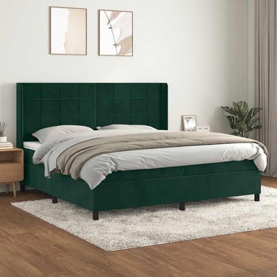 vidaXL - Boxspring - met - matras - fluweel - donkergroen - 200x200 - cm