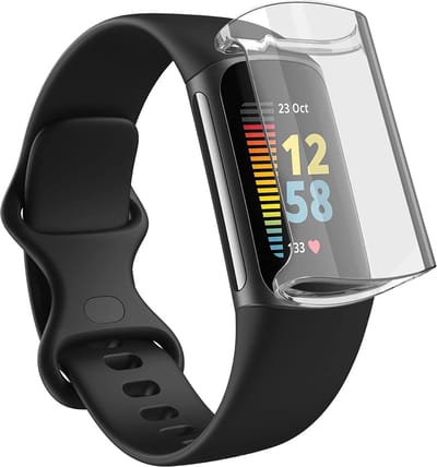 Screenprotector + Hoesje geschikt voor Fitbit Charge 5 - Transparant Volledige 360 Graden Bescherming