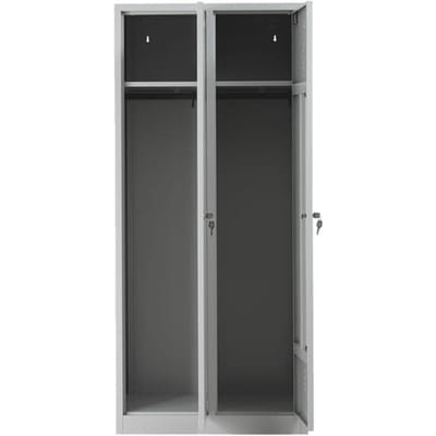 Kledinglocker, 2 deuren, B 800 x H 1800 mm cilinderslot, lichtgrijs