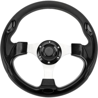 Stuurwiel Universeel 13in Racing Stijl PU Aluminium Comfortabele Grip 6-Gats Autostuurwiel met Claxonknop zwart