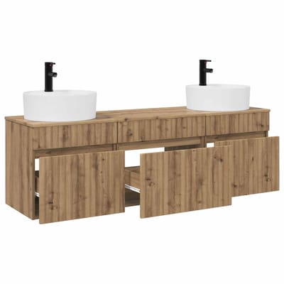 vidaXL - Badkamerkast - set - 3 - st - Artisanaal - eiken - 49 - x - 44,5 - x - 65 - cm