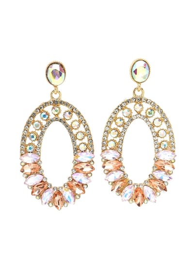 AVANT-GARDE PARIS Diva Dangle Earrings - multicolor mozaïek 3.6cm x 7.1cm - 1 stuk - goudkleurig en speelse ontwerpen