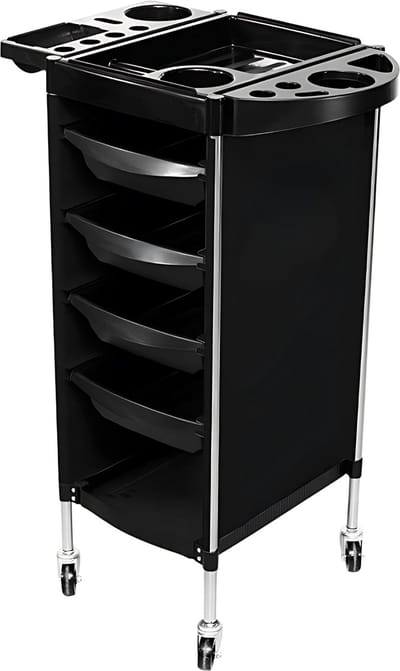 Guardian Beauty Salon Trolley - 4 wielen - Zwart - Opbergwagen - Haarstylisten en Kappers