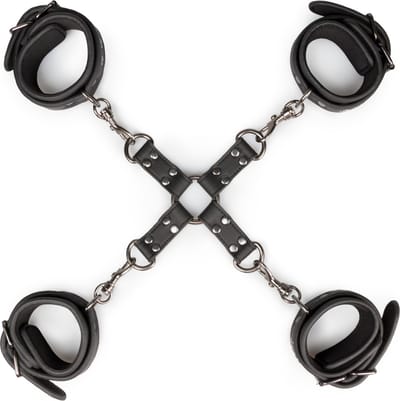 EasyToys - Fetish Set met Halsband, Enkelboeien en Handboeien - Duurzaam - Bondage Set - BDSM Set - Bondage Sex Toys voor Vrouwen en Mannen - Zwart