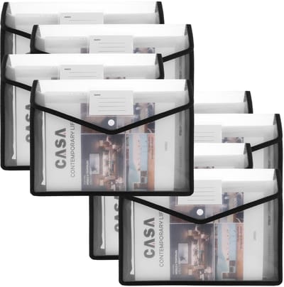 Dailygoods- Documentenmap A4 - 8 stuks - Kunststof Omslag - Waterdicht - Drukknop - Zichtvak - 25 x 32 x 8 cm - Documententas