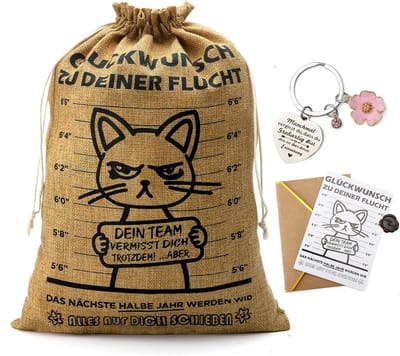 Leuk Afscheidscadeau voor Collega's en Pensioen: Cadeauzakje met Ansichtkaart en Zegeningen Sleutelhanger