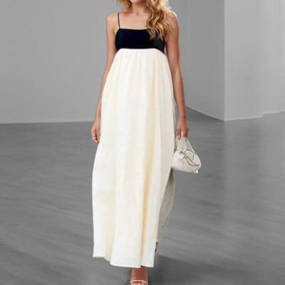 Lente Nieuw Dames Effen Kleur Elegante en Eenvoudige Backless Breteljurk M white