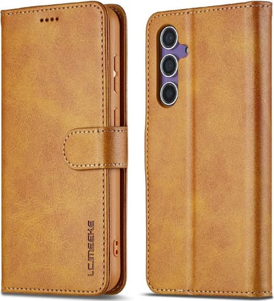 LC.IMEEKE Hoesje - Geschikt voor Samsung Galaxy S25 Hoesje - LC.IMEEKE Luxe Book Case - Bruin