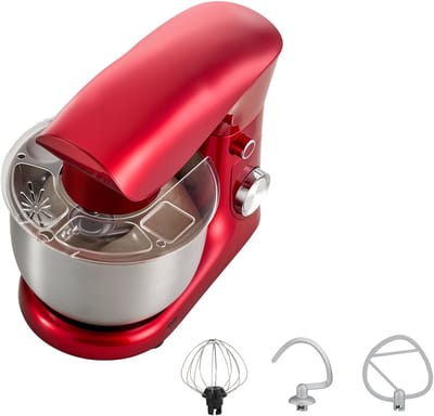 Elektrische Standmixer, 4,2 L Keukenapparaat, 1500W Deegmixer met 10 Snelheden en Pulsfunctie, Kantelbaar Kopontwerp, Inclusief Roestvrijstalen Kom, Deeghaak, Garde en Klopper voor Bakken, Mixen, Kloppen en Kneden