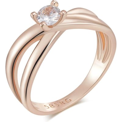 Bagues Croisées Simples Brillantes Pour Femmes Mode Couleur Or Rose Avec Zircon Naturel Accessoires Bijoux Fins Quotidien 10 beige