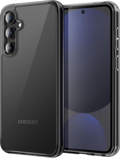 Exobox Geschikt voor Samsung Galaxy S24 FE 5G - Niet-Vergelend Schokbestendig Bumper - Back Cover Hoesje - Transparant Zwart