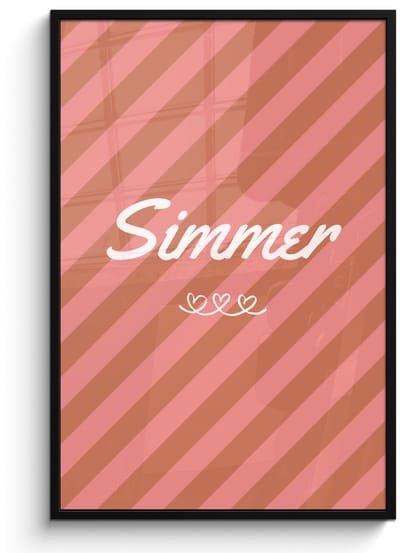 Poster in lijst - Fotolijst 80x120 cm - Posters - Simmer - Hartjes - Strepen - Roze - Posterlijst zwart - Decoratie - Wanddecoratie woonkamer - Muurdecoratie slaapkamer