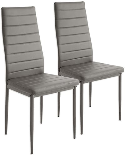 PIPIPOXER-Eetkamerstoelen - Set Van 2 - Eettafelstoel - Keukenstoel -Stoel-PU Leer - Metalen Poten -Grijs