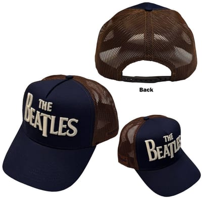 The Beatles - Drop T Logo & Apple Trucker pet - Donkerblauw/Bruin